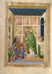 Heiliger Bellinus feiert Messe